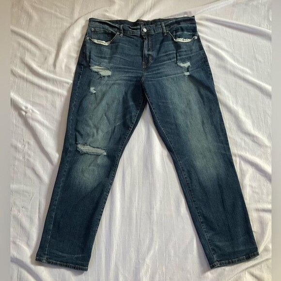 LUCKY BRAND, Men’s 221 Straight Blue Jeans Ripped 5 Pocket Zipper Fly, 38x30. - Picture 1 of 7